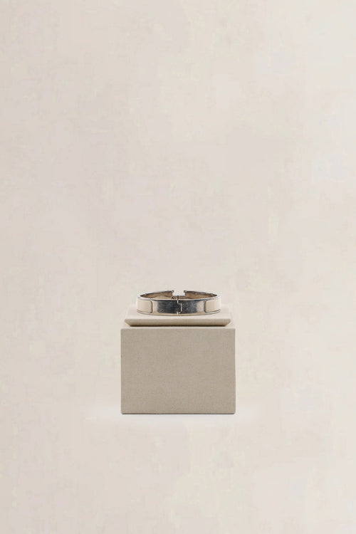 Hermès White Clic H Silver  Bracelet