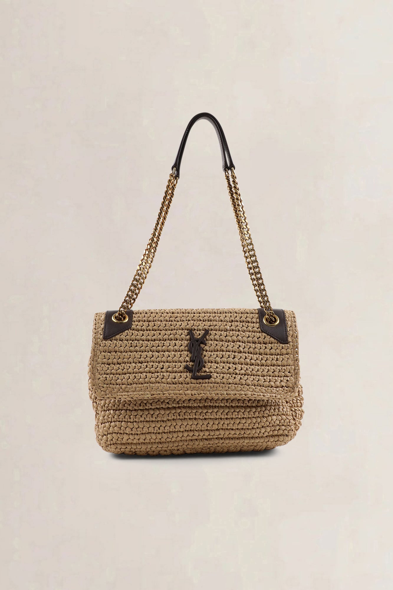 YSL Raffia Niki Medium Shoulder Bag