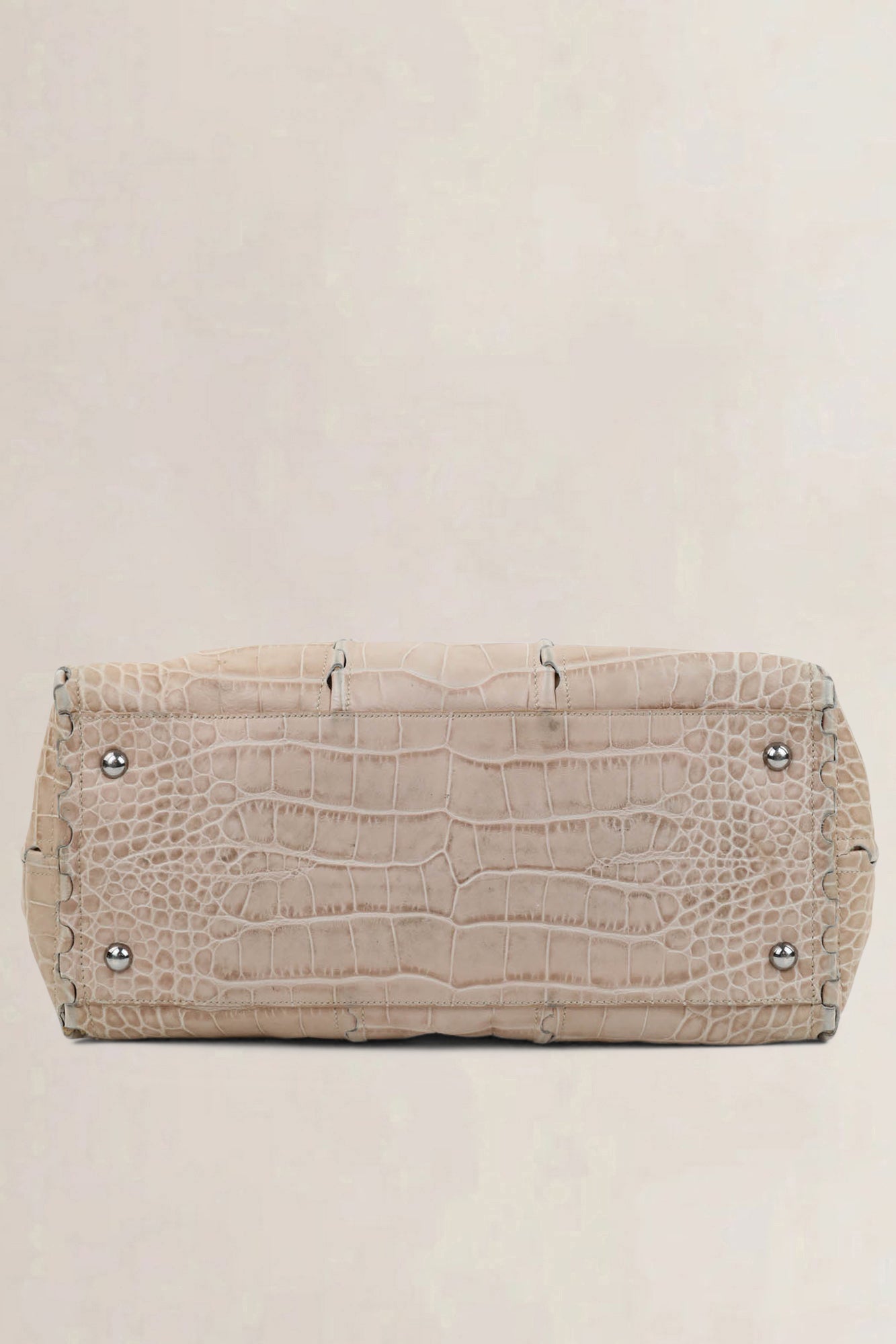 Alaïa Light Pink Croccodile Embossed Dome Top Handle Bag