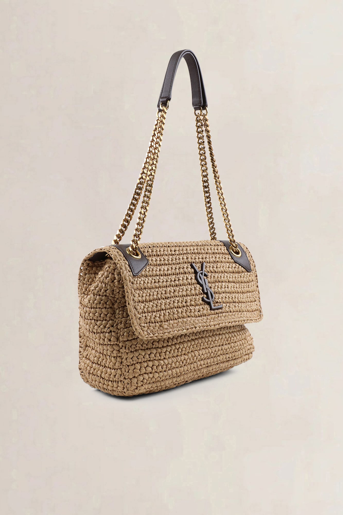 YSL Raffia Niki Medium Shoulder Bag