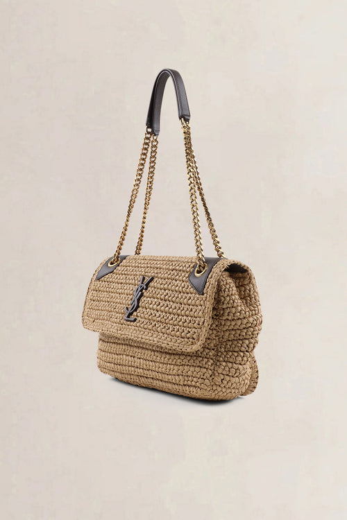 YSL Raffia Niki Medium Shoulder Bag