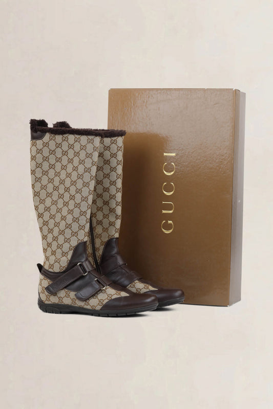 Gucci Brown Monogram Boots