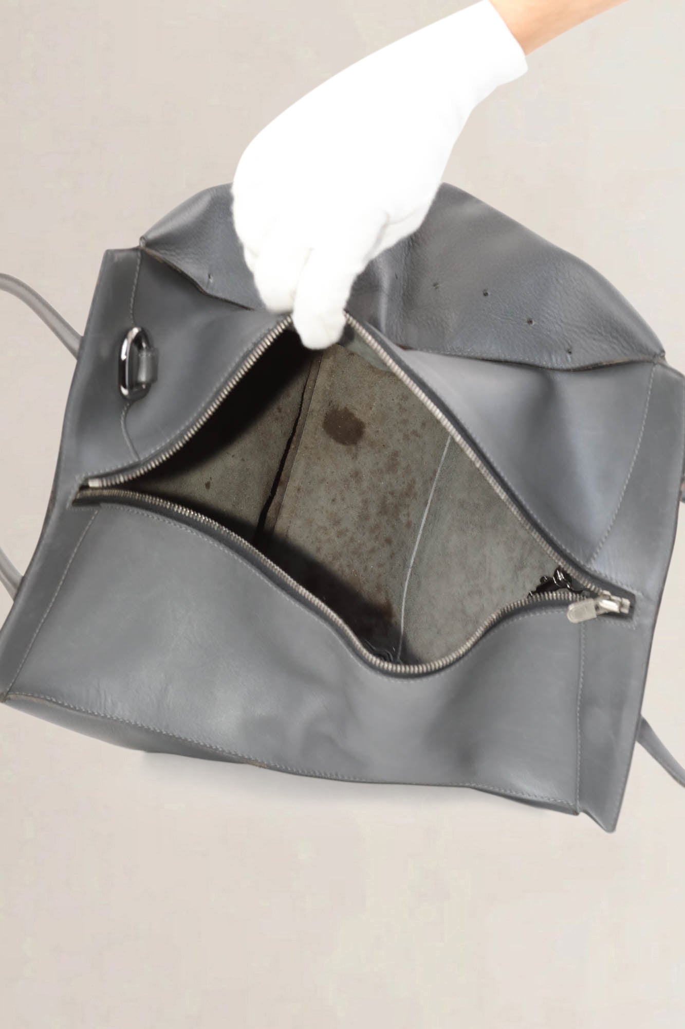 Deux De Delvaux Grey Baladin Top Handle Bag