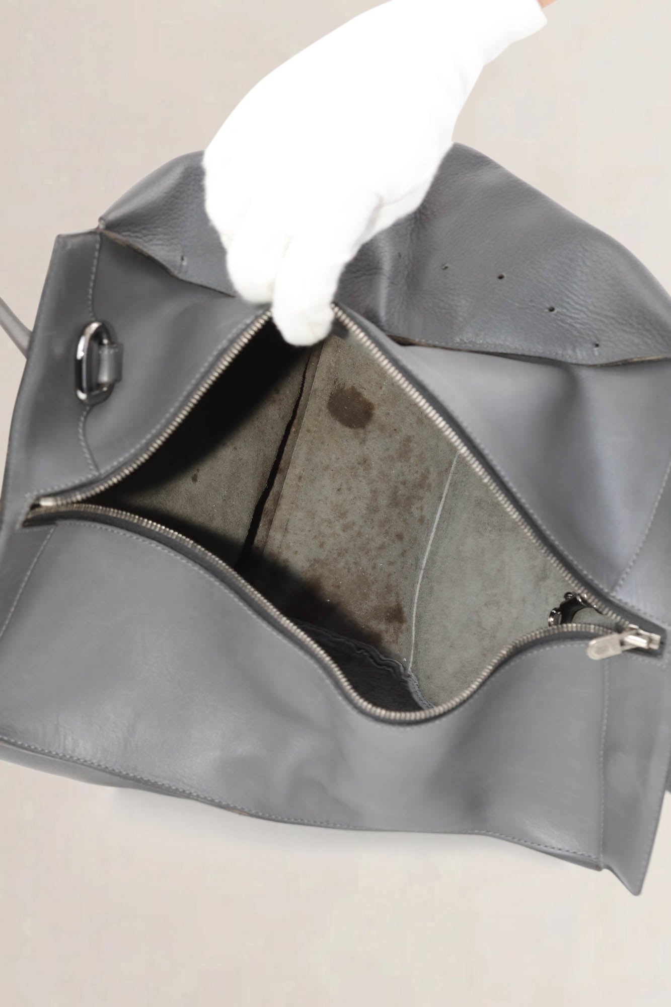 Deux De Delvaux Grey Baladin Top Handle Bag