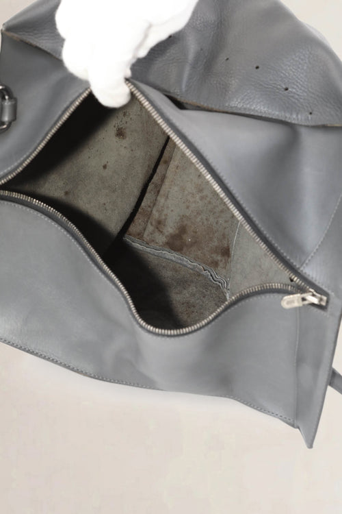 Deux De Delvaux Grey Baladin Top Handle Bag