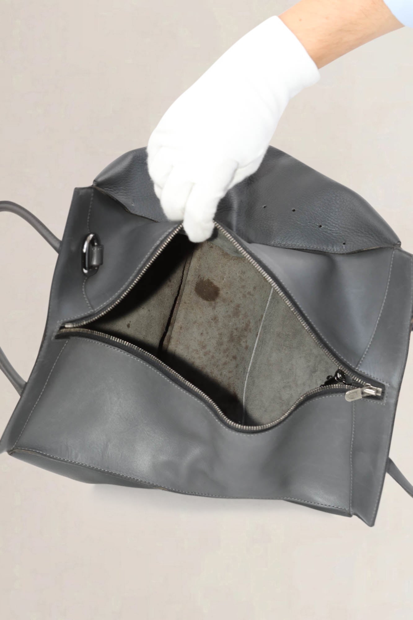 Deux De Delvaux Grey Baladin Top Handle Bag