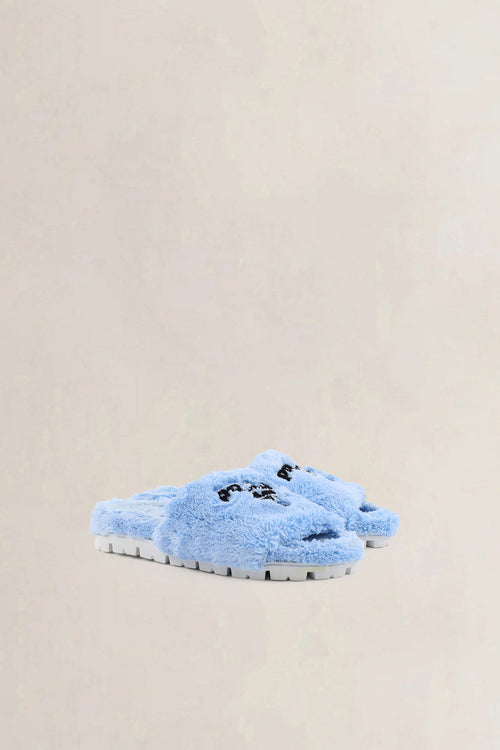 Prada Logo-Embroidered Terry-Cloth Slide Sandals
