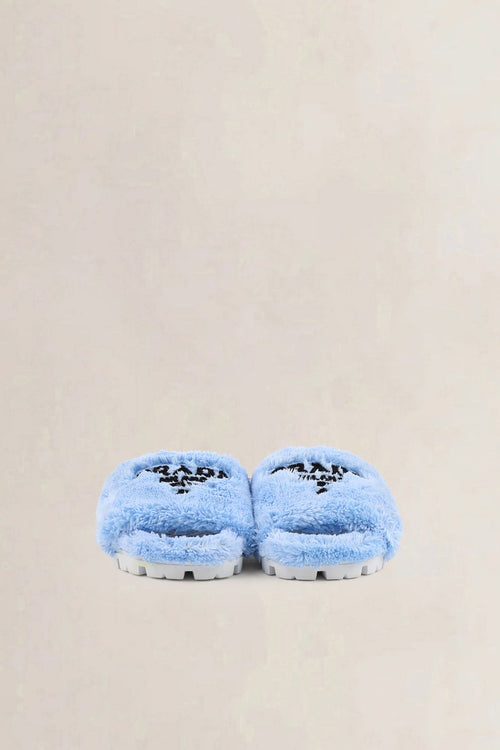 Prada Logo-Embroidered Terry-Cloth Slide Sandals