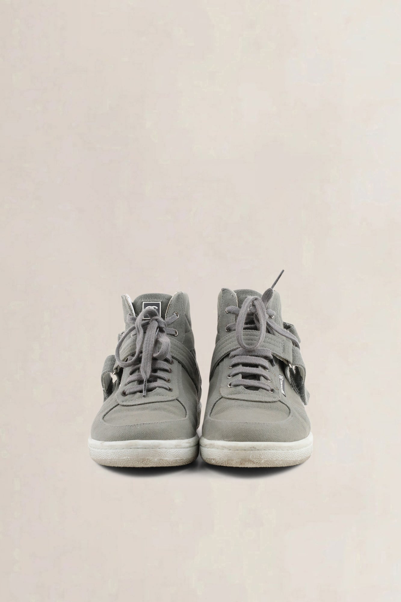 Chanel grey quilted cloth sneakers — preloved