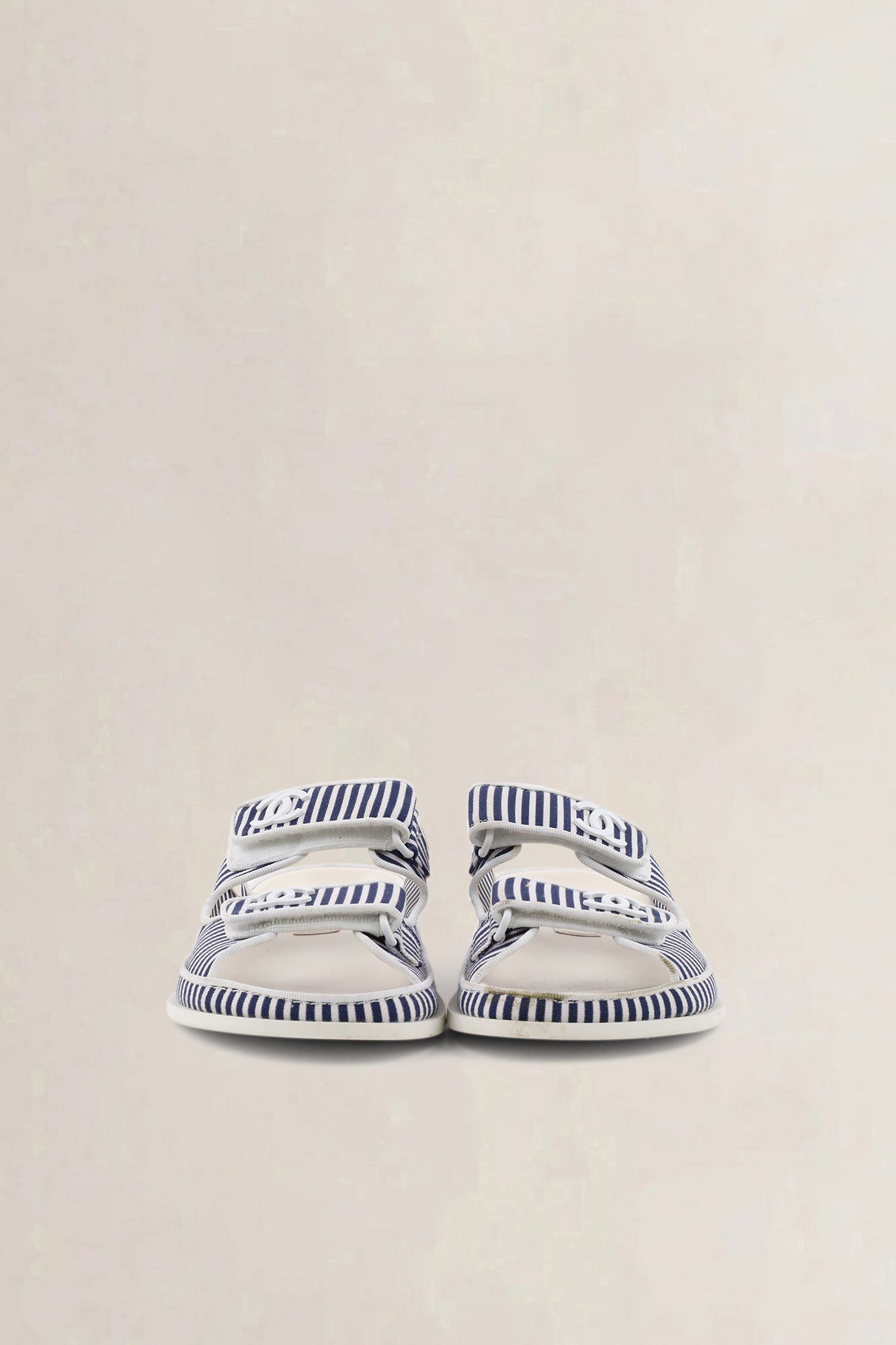 Chanel Blue/White Striped Dad Sandals