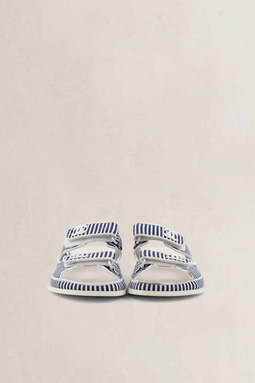 Chanel Blue/White Striped Dad Sandals