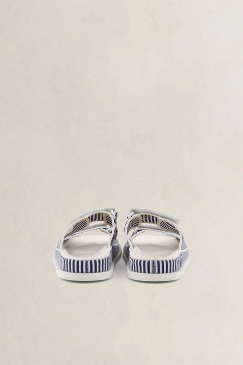 Chanel Blue/White Striped Dad Sandals