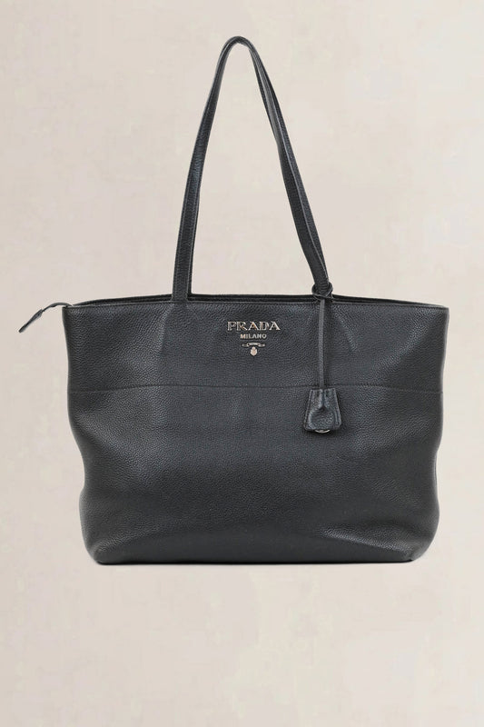 Prada Black Vitello Phenix Shoulder Bag