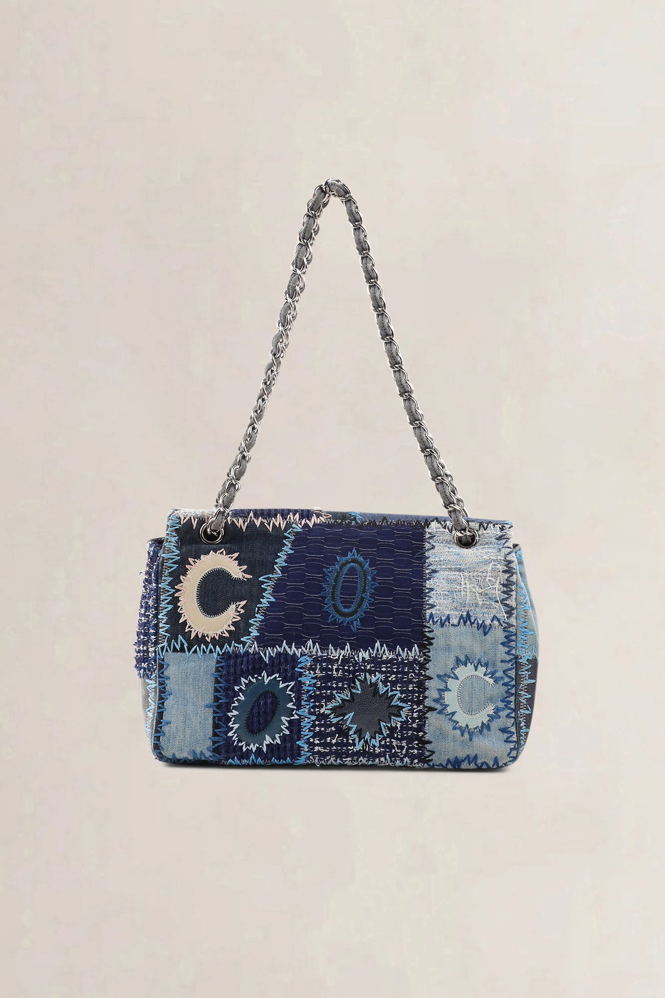 Chanel Blue Patchwork Large Classic Flap Bag