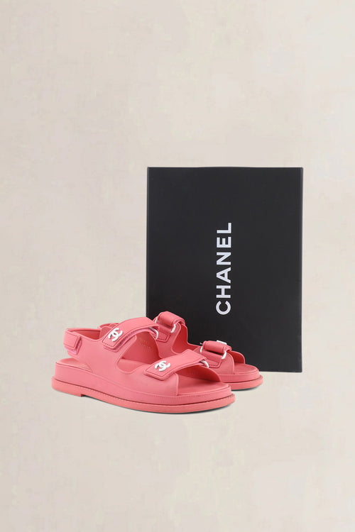 Chanel Pink Rubber Dad Sandals