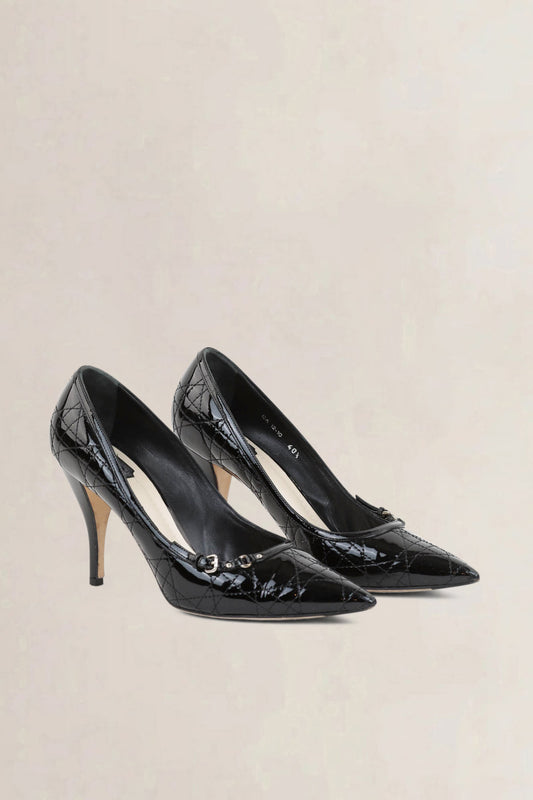 Christian Dior Black Leather Quilted Pumps