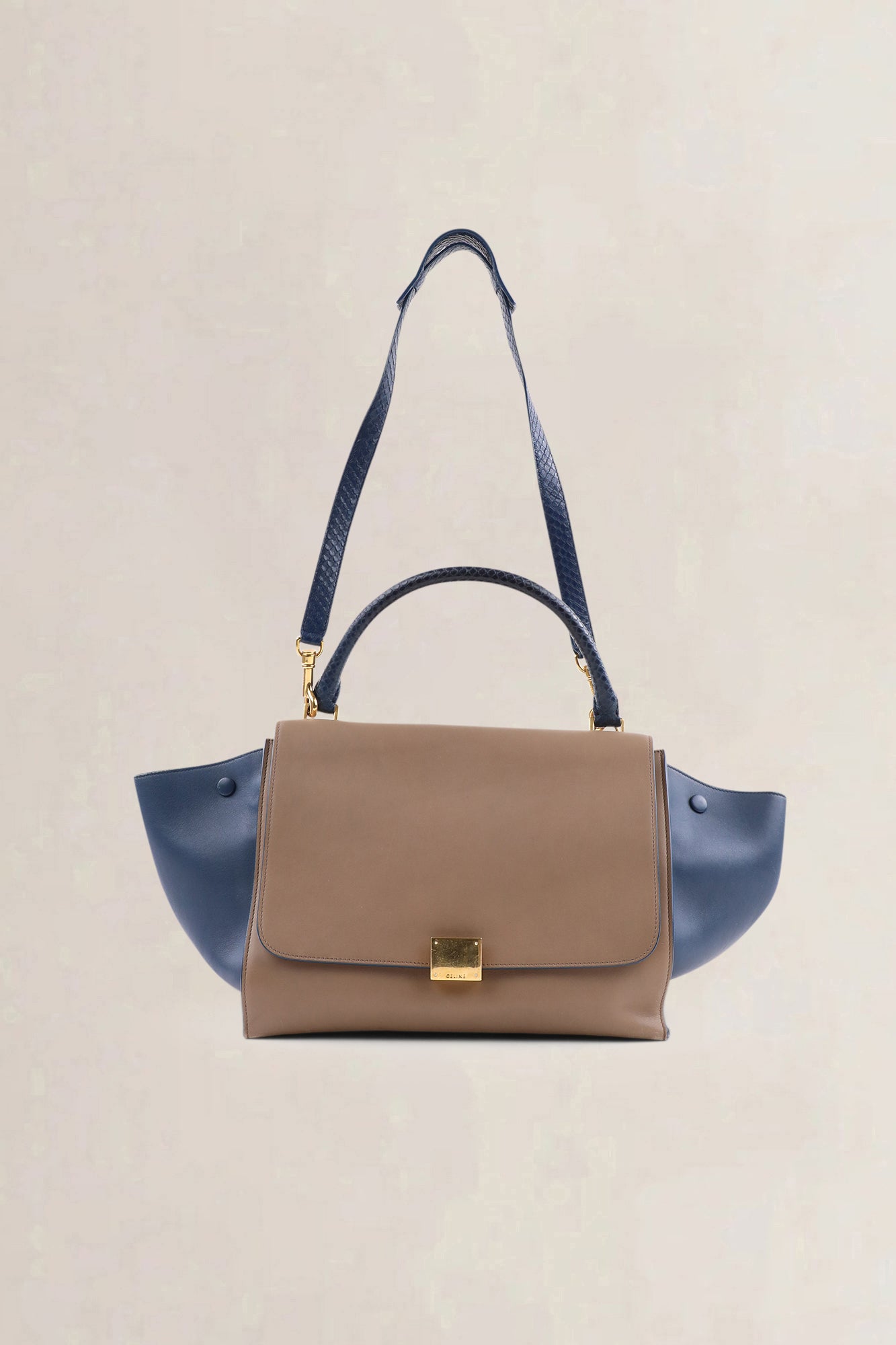 Céline Blue/Brown Trapeze Shoulder Bag