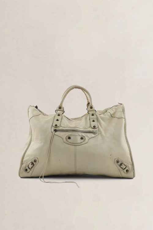 Balenciaga White Weekender Top Handle Bag