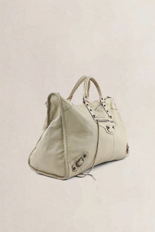 Balenciaga White Weekender Top Handle Bag