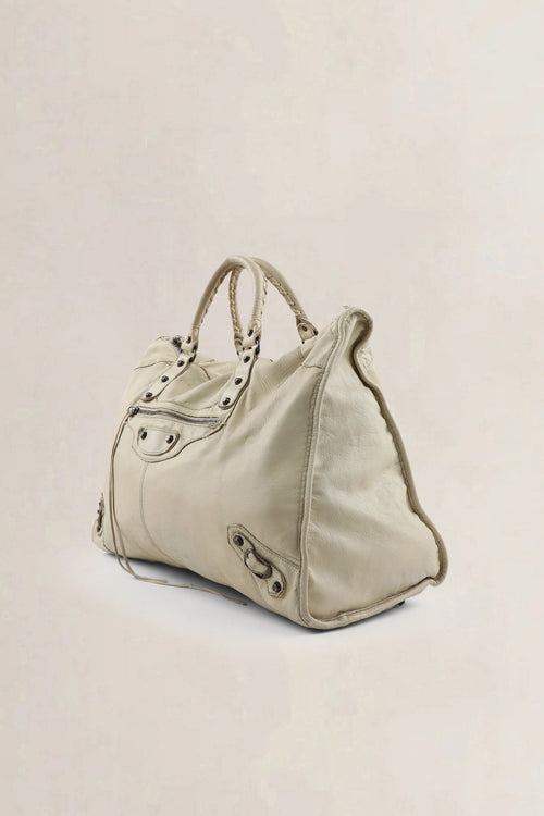 Balenciaga White Weekender Top Handle Bag