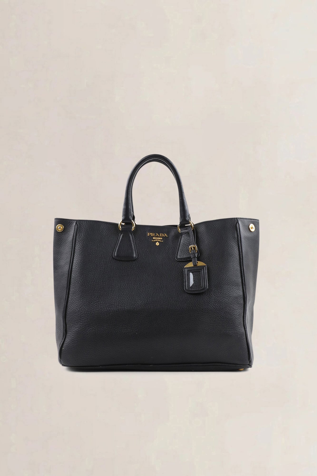 Prada Black Vitello Daino Top Handle Bag