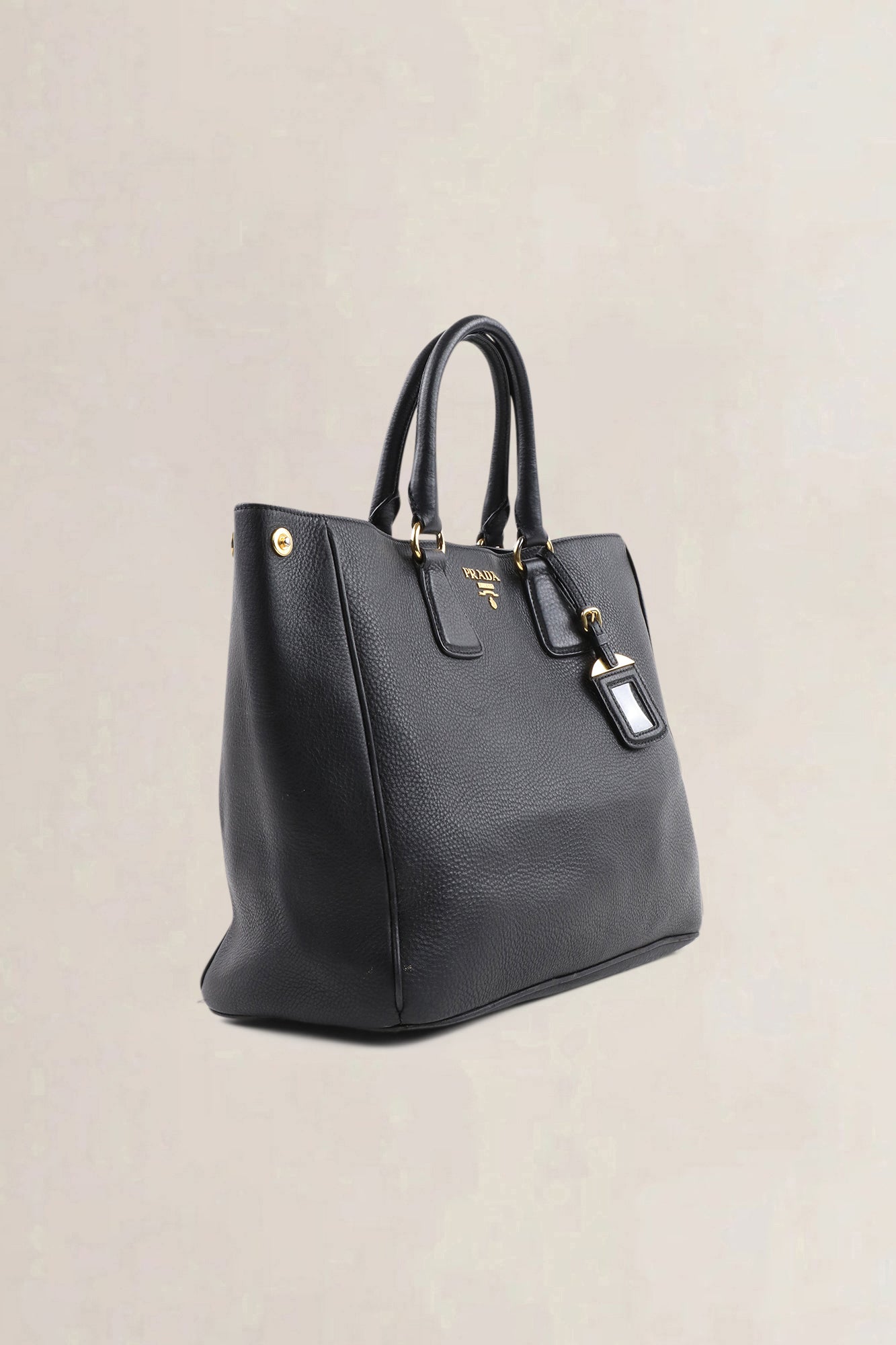 Prada Black Vitello Daino Top Handle Bag