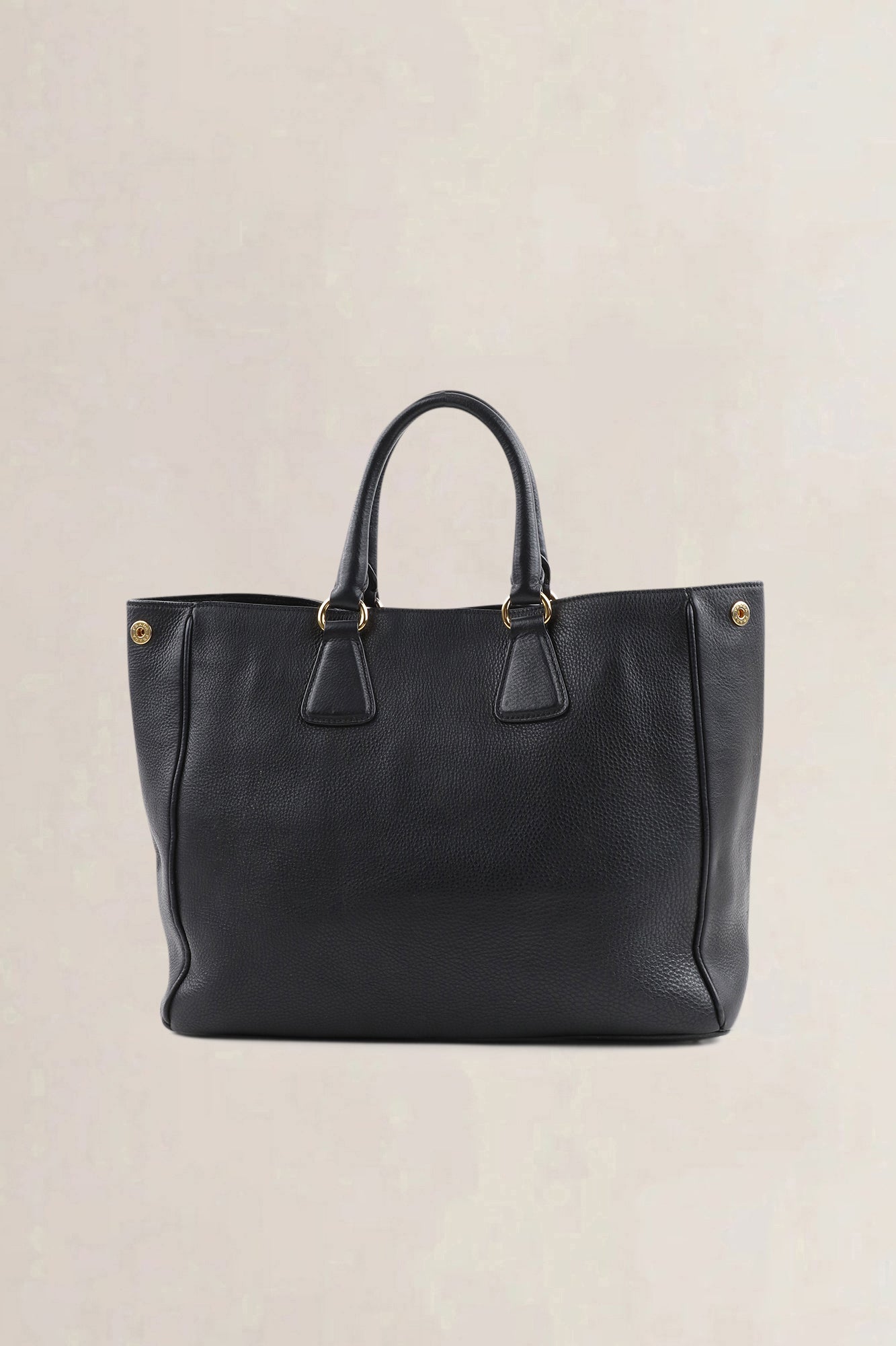 Prada Black Vitello Daino Top Handle Bag