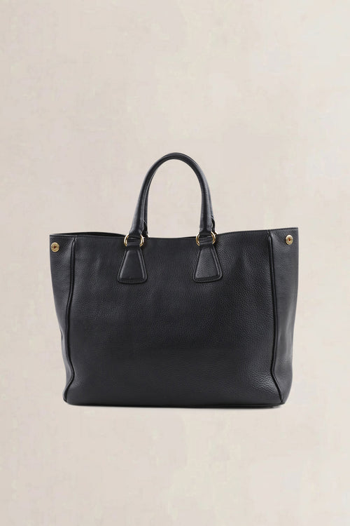 Prada Black Vitello Daino Top Handle Bag