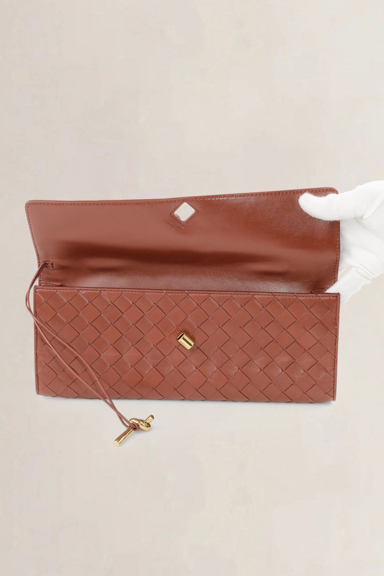 Bottega Veneta Brown Andiamo Clutch
