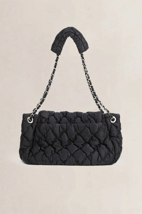 Chanel Black Quilted Bubble Jersey Flap Bag