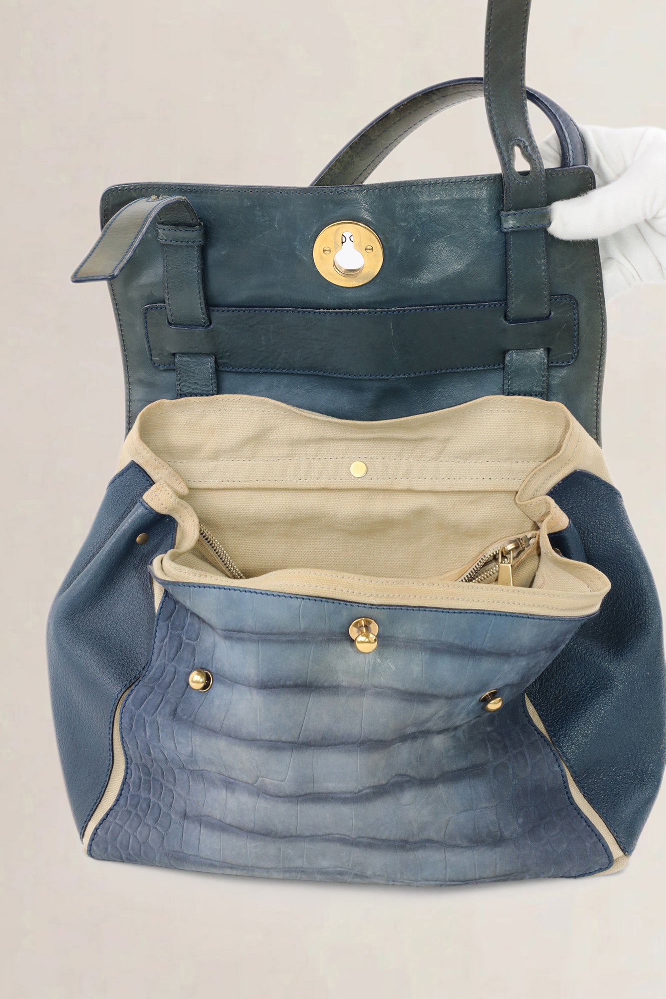 YSL Tricolore Croccodile Embossed Muse Two Shoulder Bag