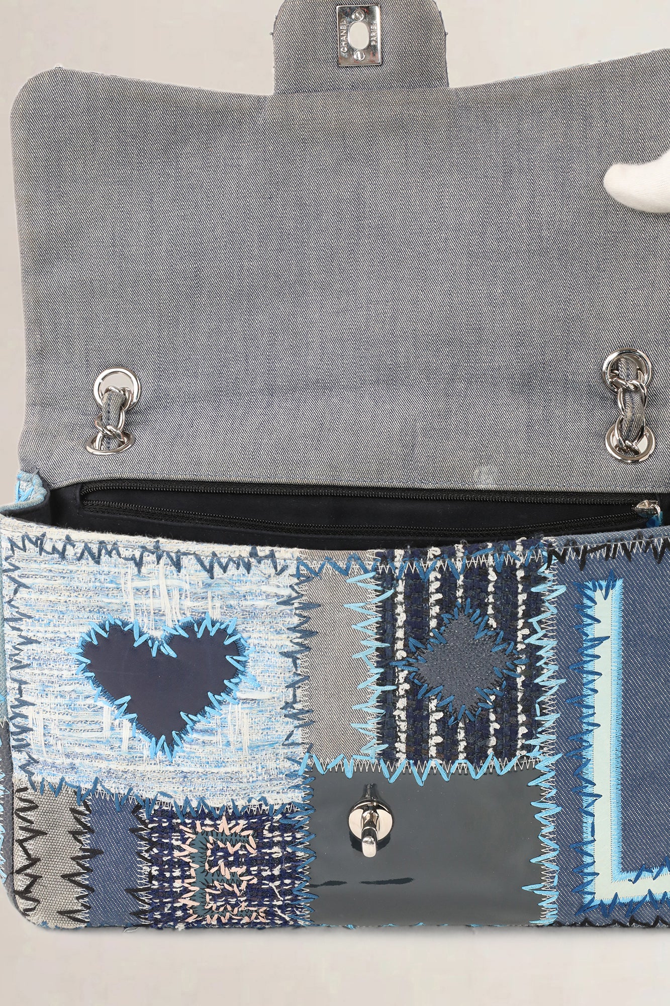 Chanel Blue Patchwork Large Classic Flap — vintage