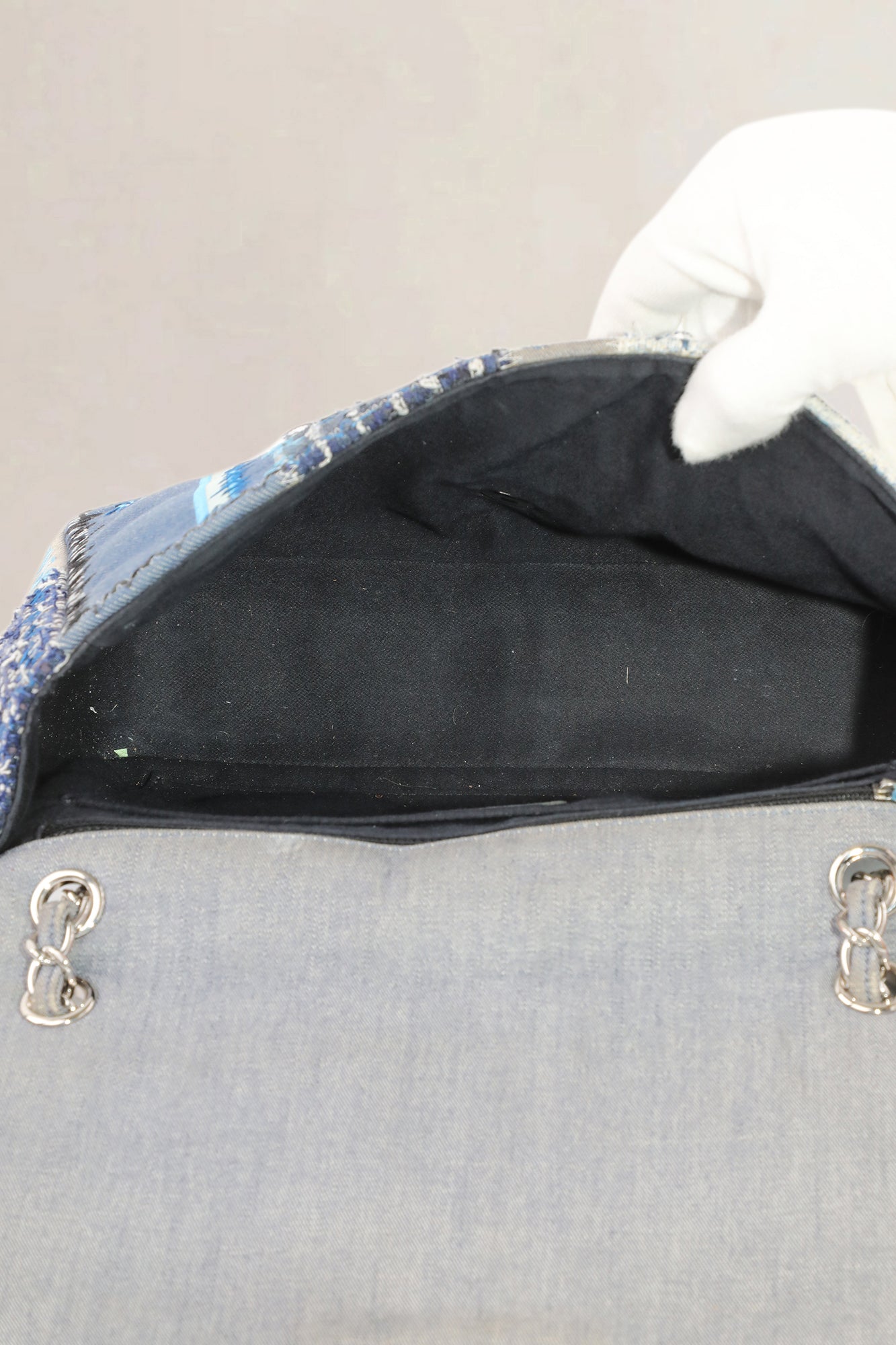 Chanel Blue Patchwork Large Classic Flap — vintage