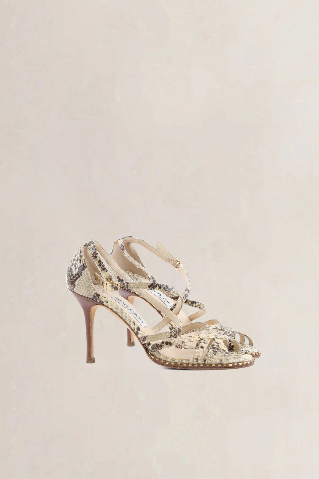 Jimmy Choo python strappy sandals — preloved