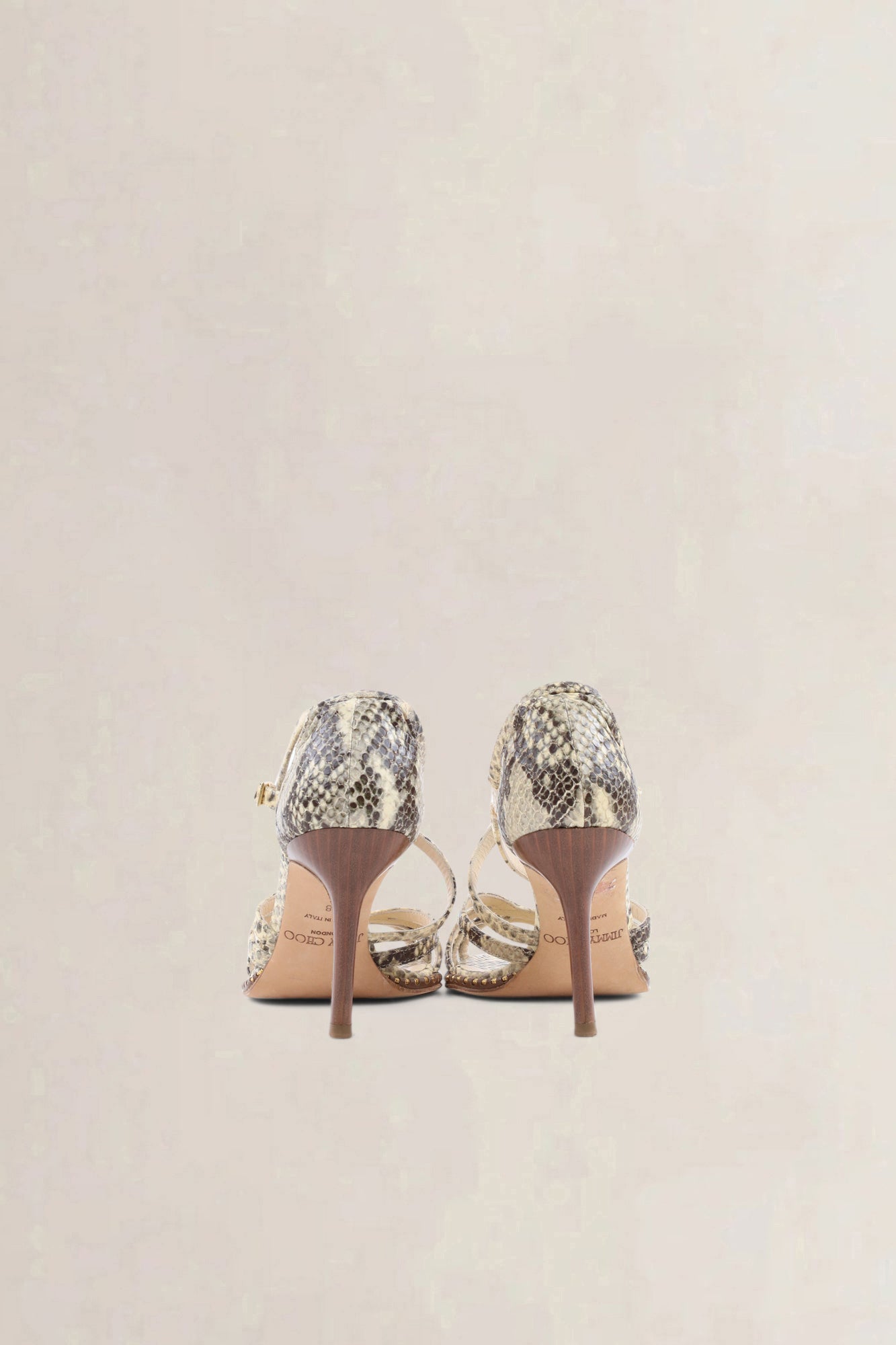 Jimmy Choo python strappy sandals — preloved