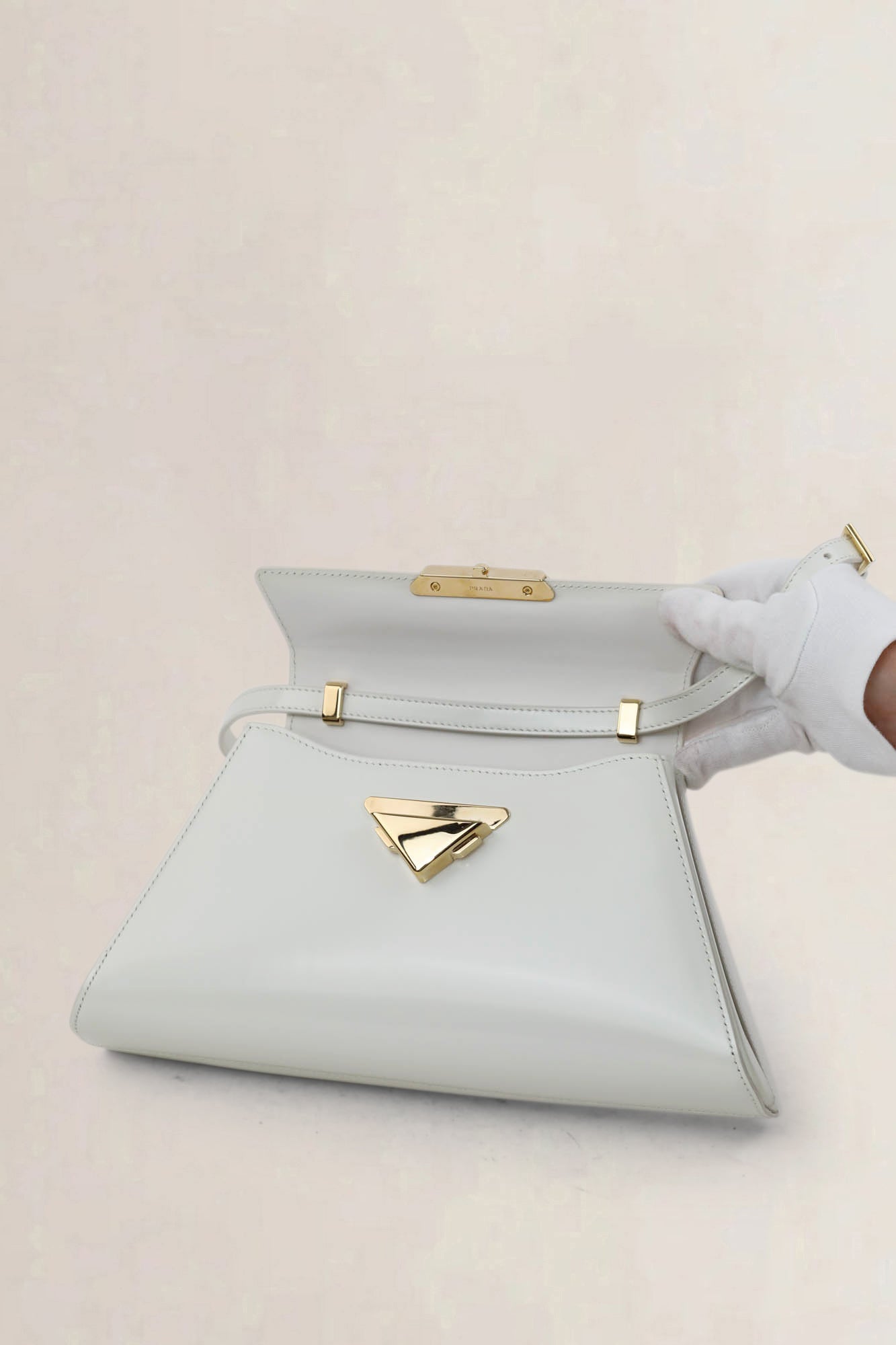 Prada White Medium Leather Shoulder Bag