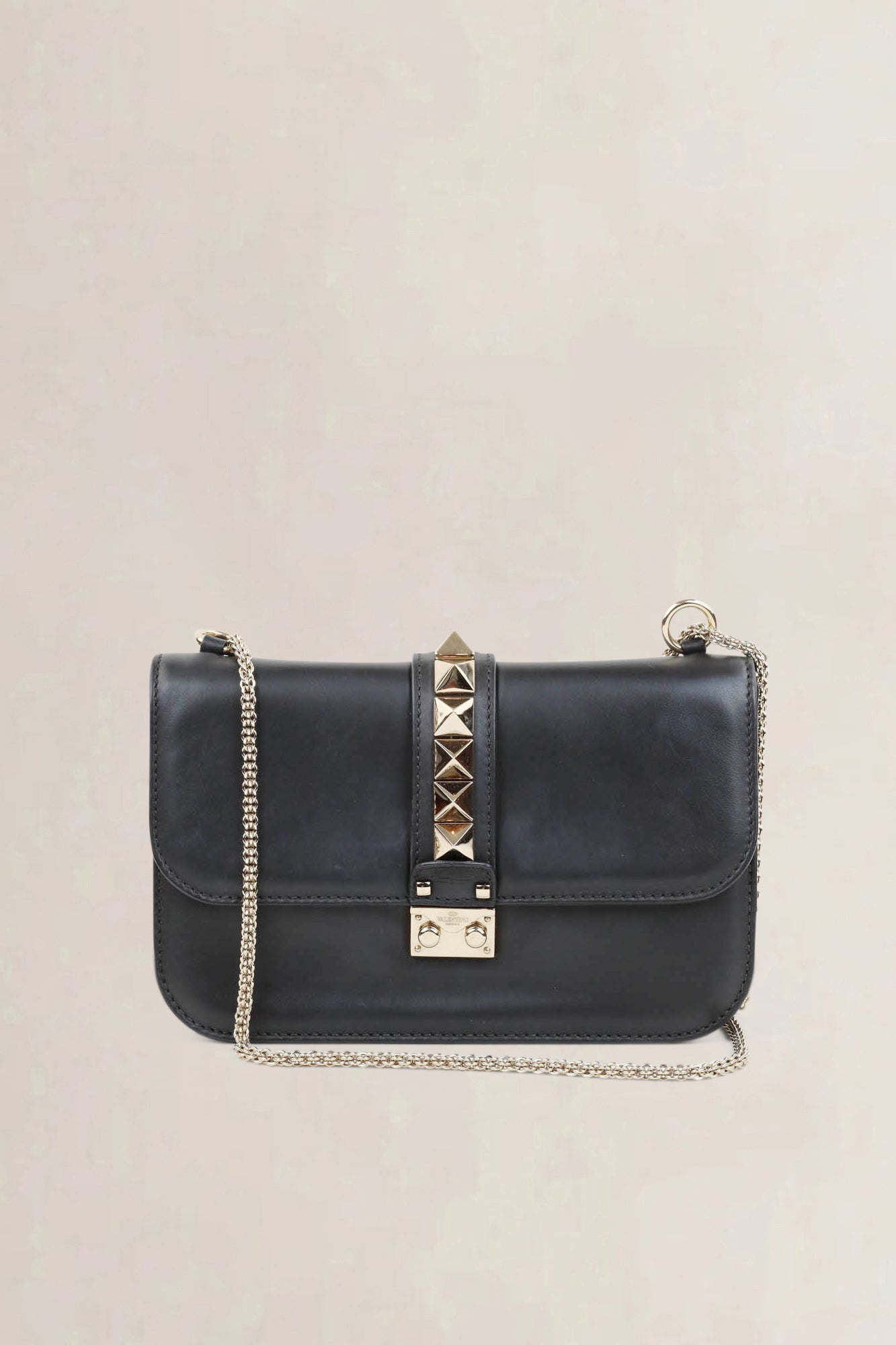 Valentino Garavani Black Glam Lock Rockstud Crossbody Bag