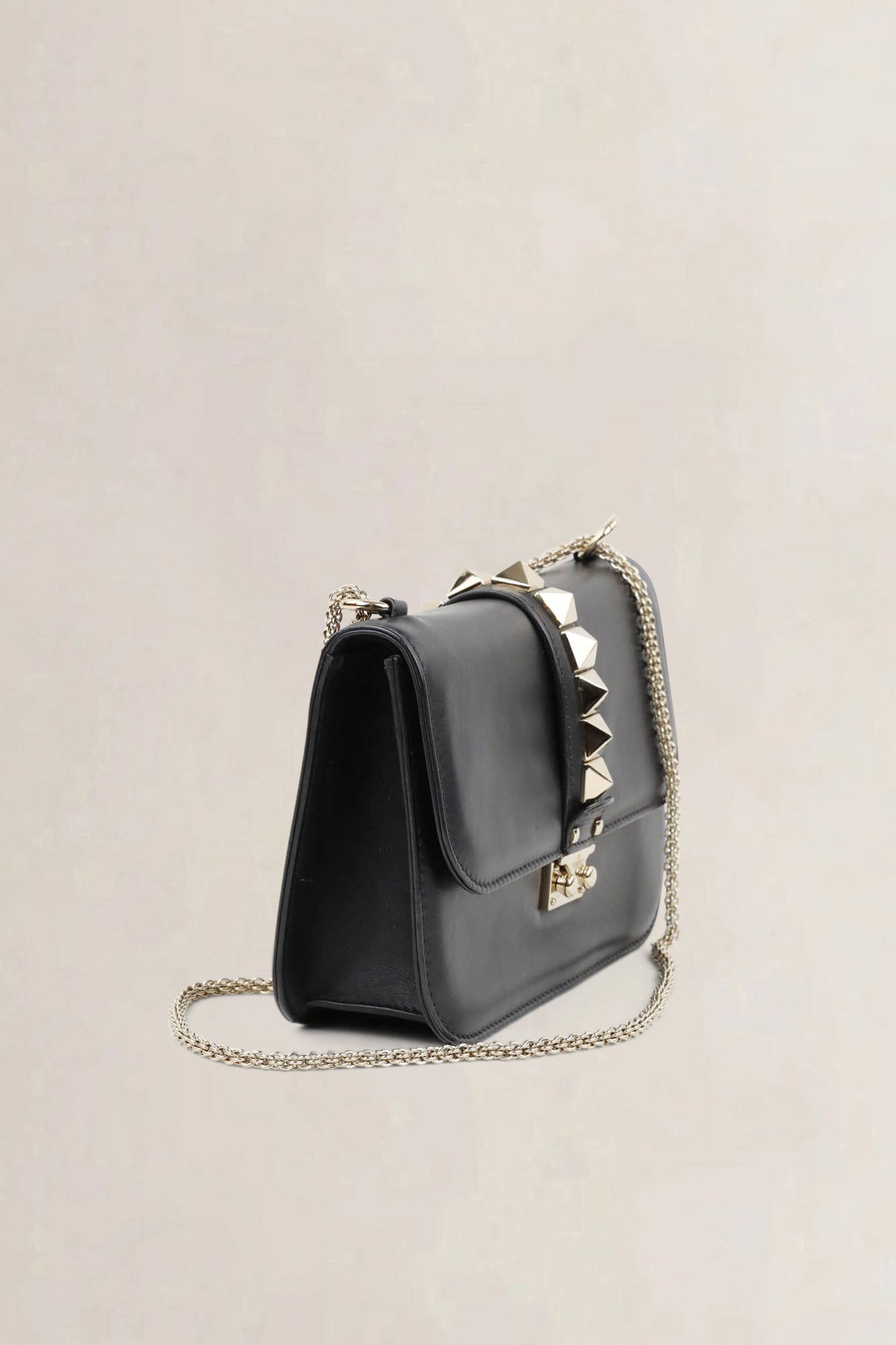 Valentino Garavani Black Glam Lock Rockstud Crossbody Bag