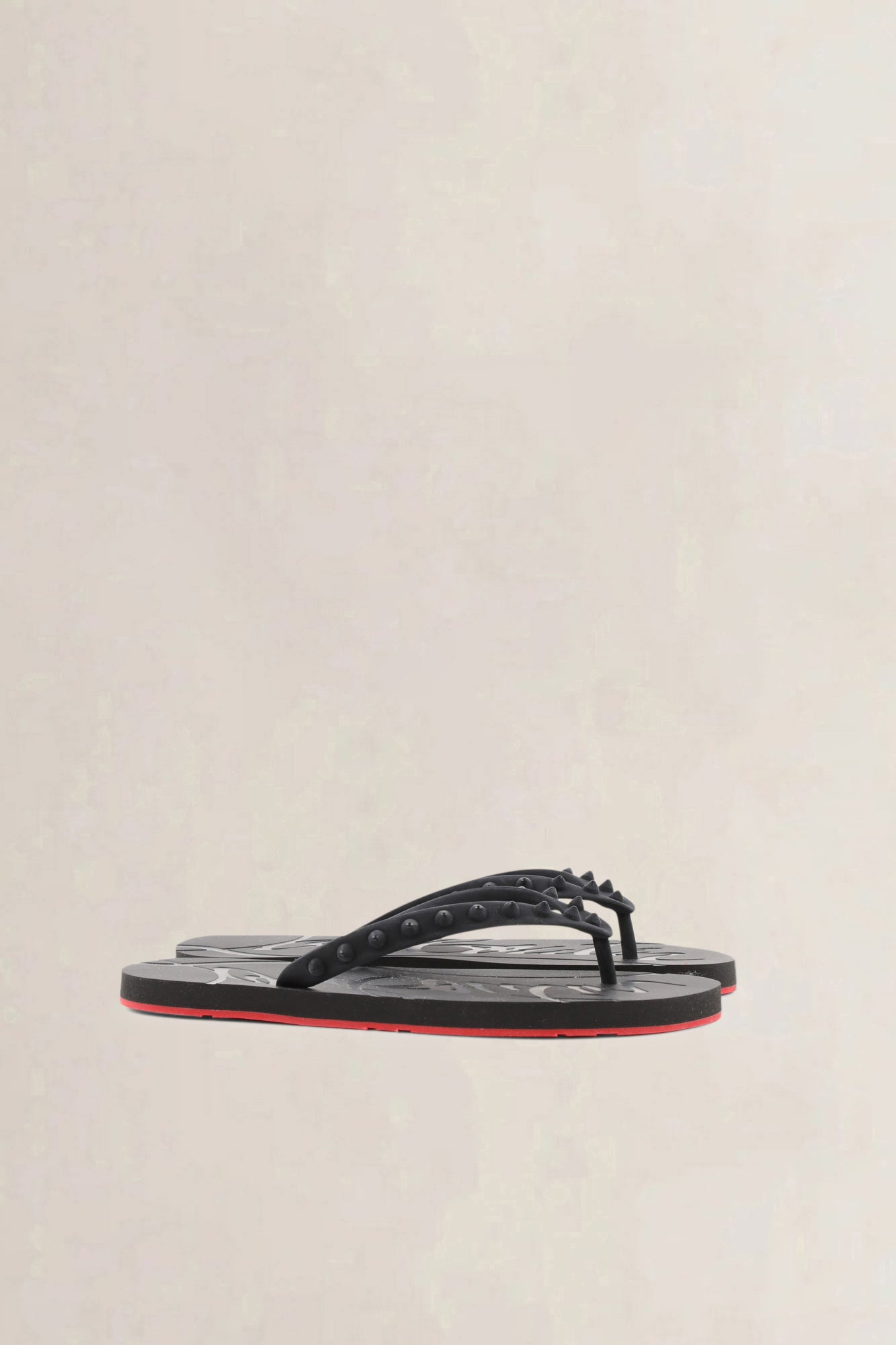 Christian Louboutin Black Rubber Studded Accents Slippers