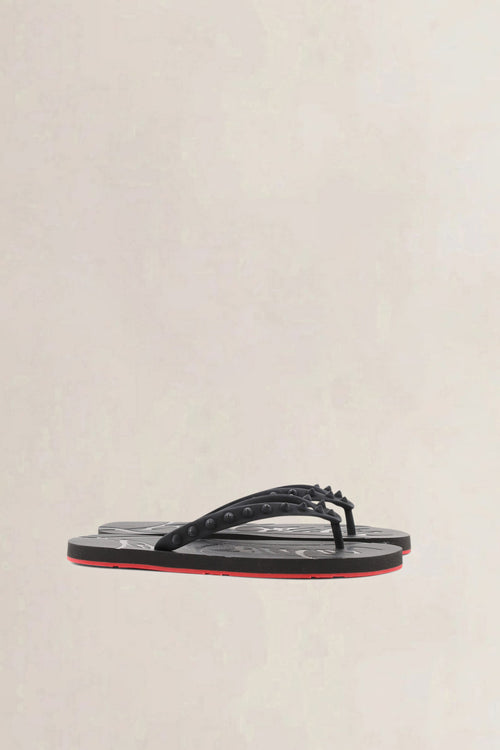 Christian Louboutin Black Rubber Studded Accents Slippers