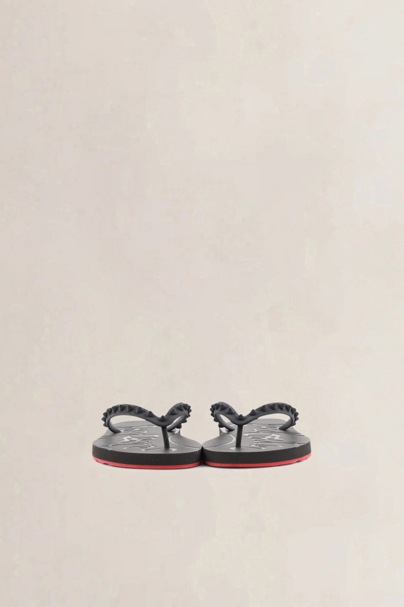 Christian Louboutin Black Rubber Studded Accents Slippers