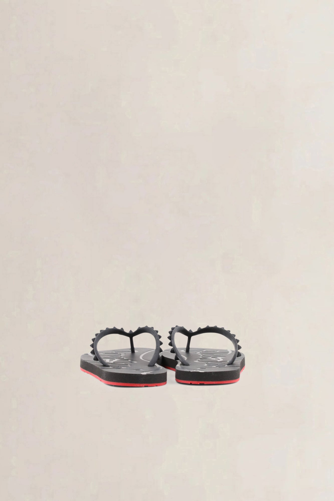 Christian Louboutin Black Rubber Studded Accents Slippers