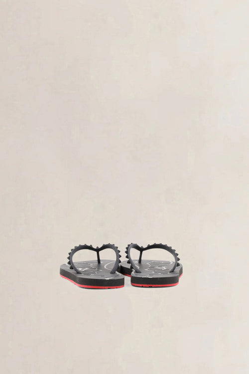 Christian Louboutin Black Rubber Studded Accents Slippers