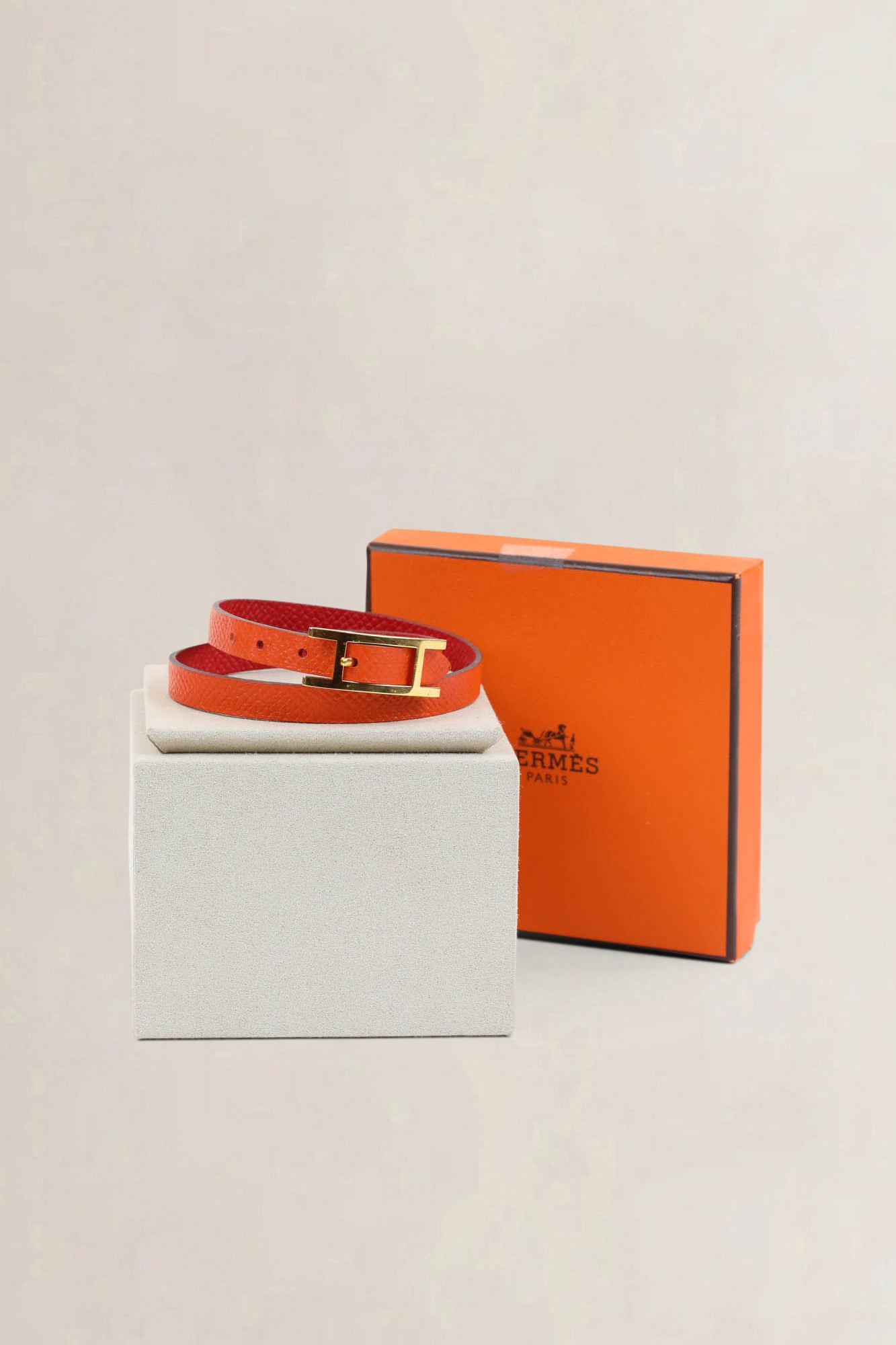 Hermès Orange/Red Behapi Double Tour Bracelet