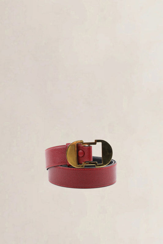 Delvaux reversible belt rosso black — preloved