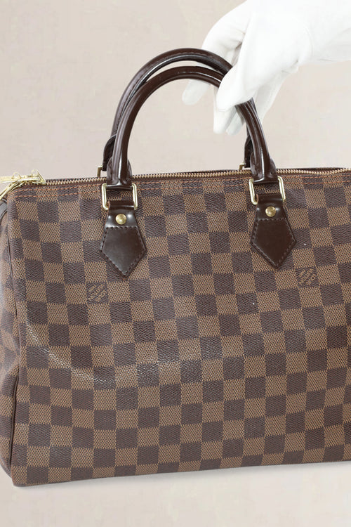 Louis Vuitton Damier Ebene Canvas Speedy 30 Crossbody Strap