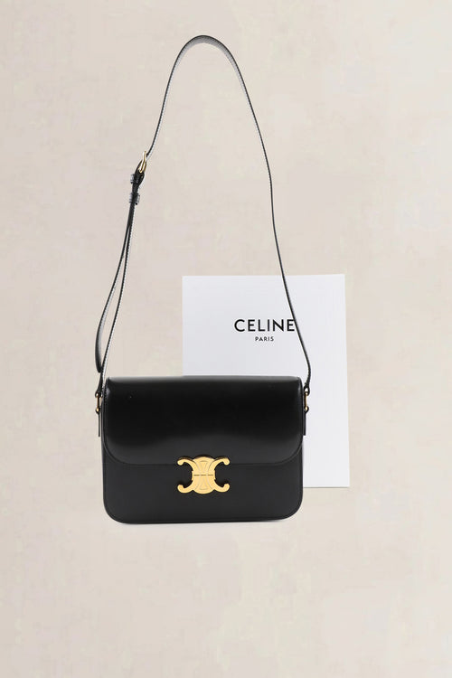 Céline Black Calfskin Triomphe Classique Crossbody Bag
