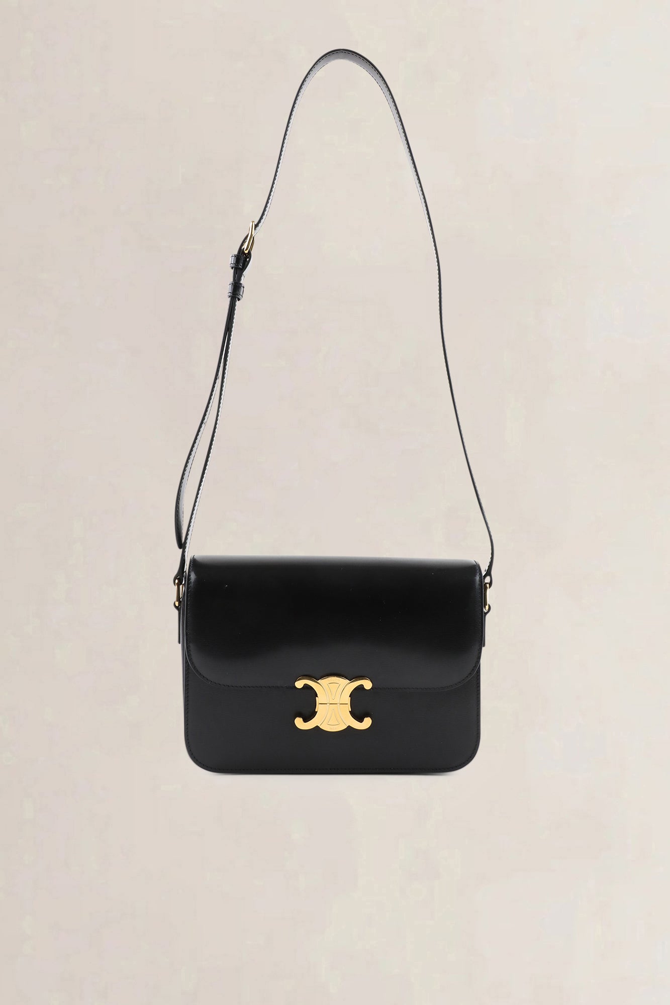 Céline Black Calfskin Triomphe Classique Crossbody Bag