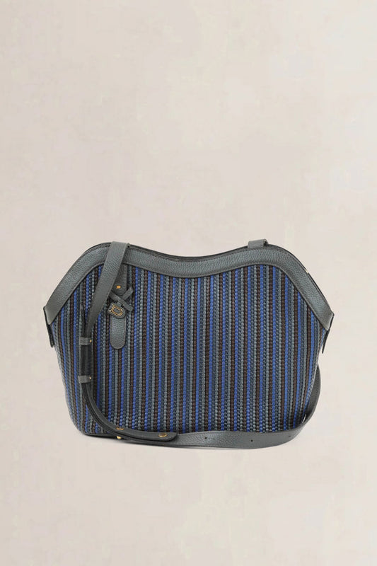 Delvaux Blue/Green Toile De Cuir Lussac Shoulder Bag