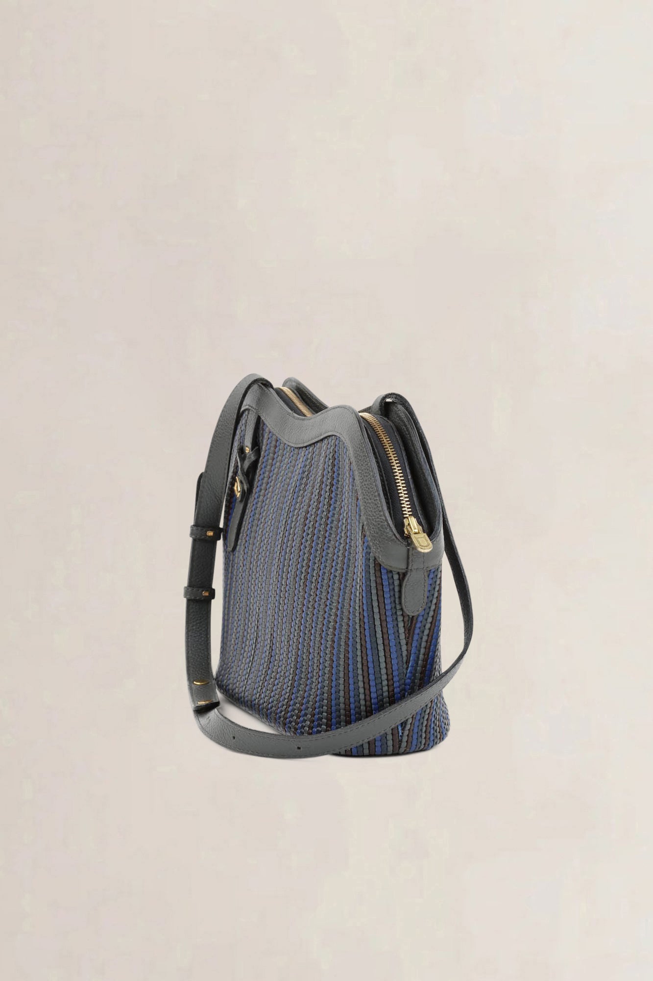 Delvaux Blue/Green Toile De Cuir Lussac Shoulder Bag